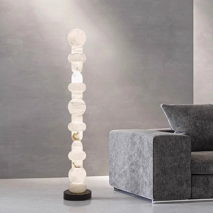Stacked Marble Sculptural Floor Lamp side view