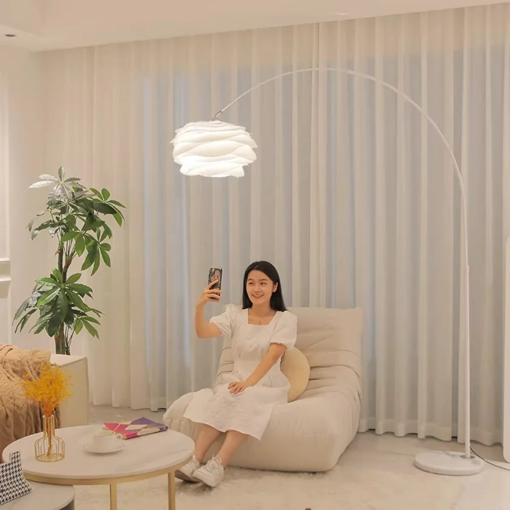 White Tri-Color Acrylic Arc Lamp, shade close-up