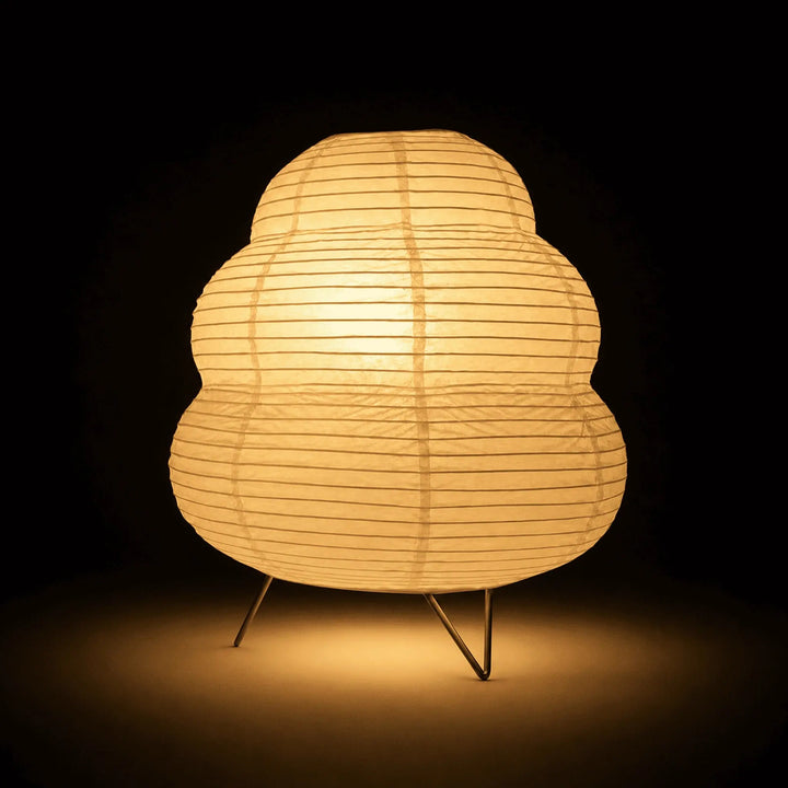 White Washi Lantern Table Lamp, 3-layer shade design