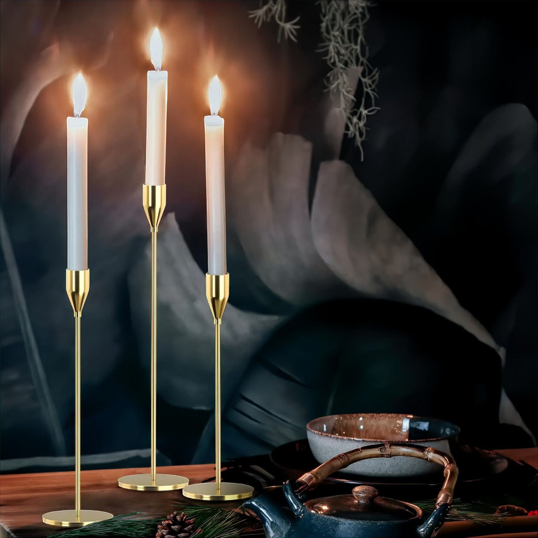 3-Piece Sculptural Metal Candle Holders color options