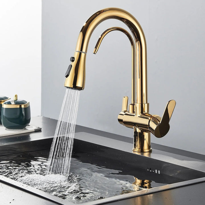 3-Way Filtered Kitchen Faucet installed at sink