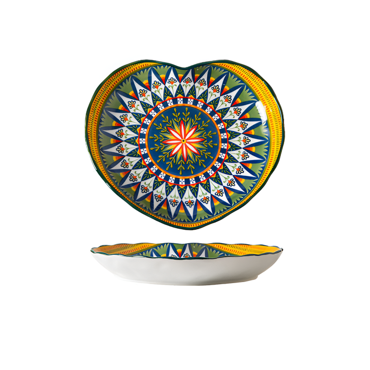 Azure Floral Glazed Deep Plates – detail view