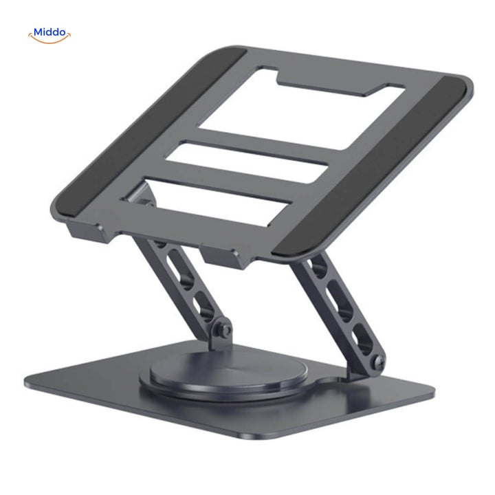 Black 360° Rotating Laptop Stand laptop size angled view