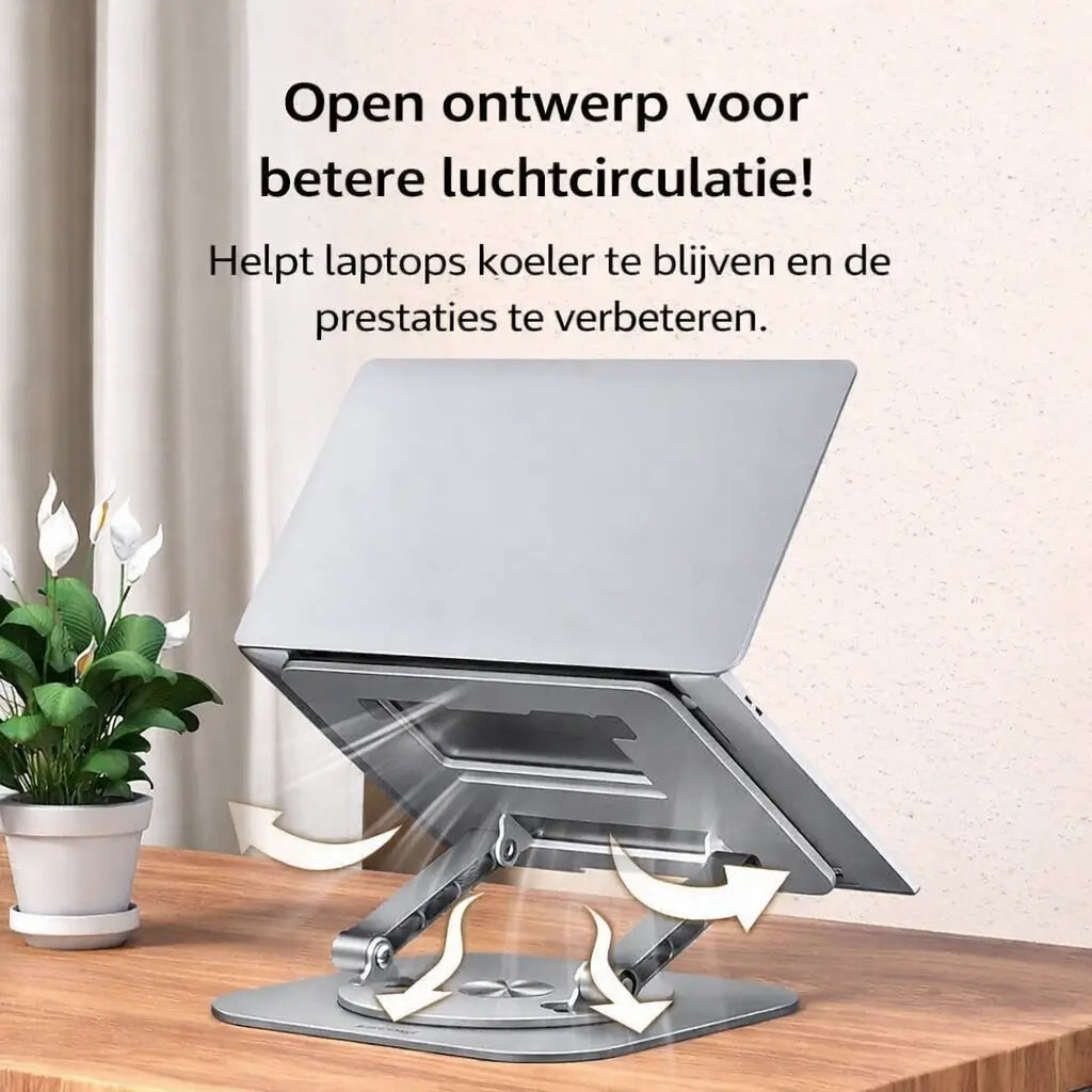 360° Rotating Laptop Stand open frame airflow view