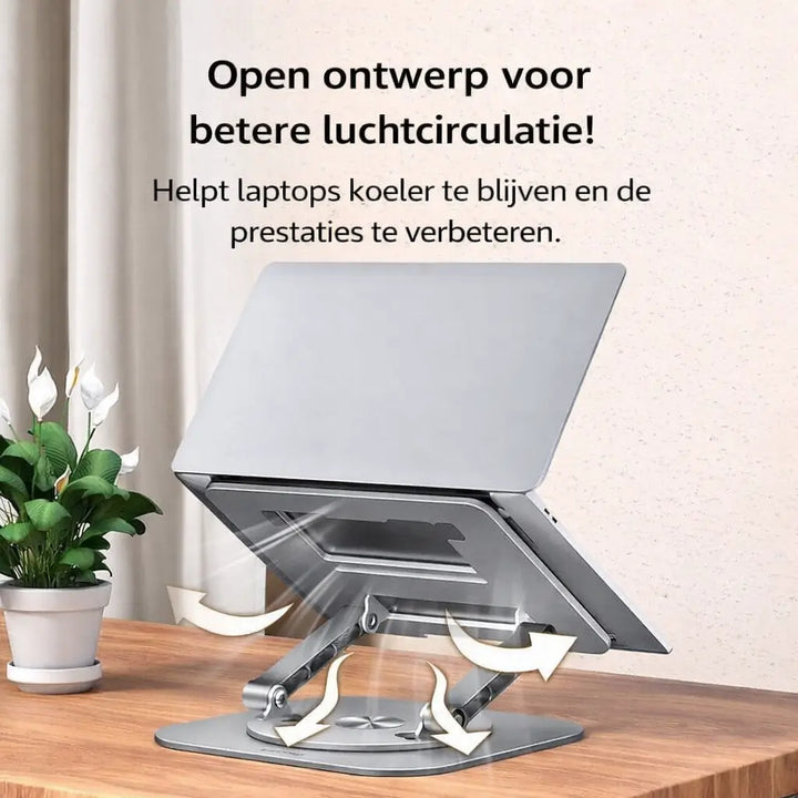 360° Rotating Laptop Stand open frame airflow view