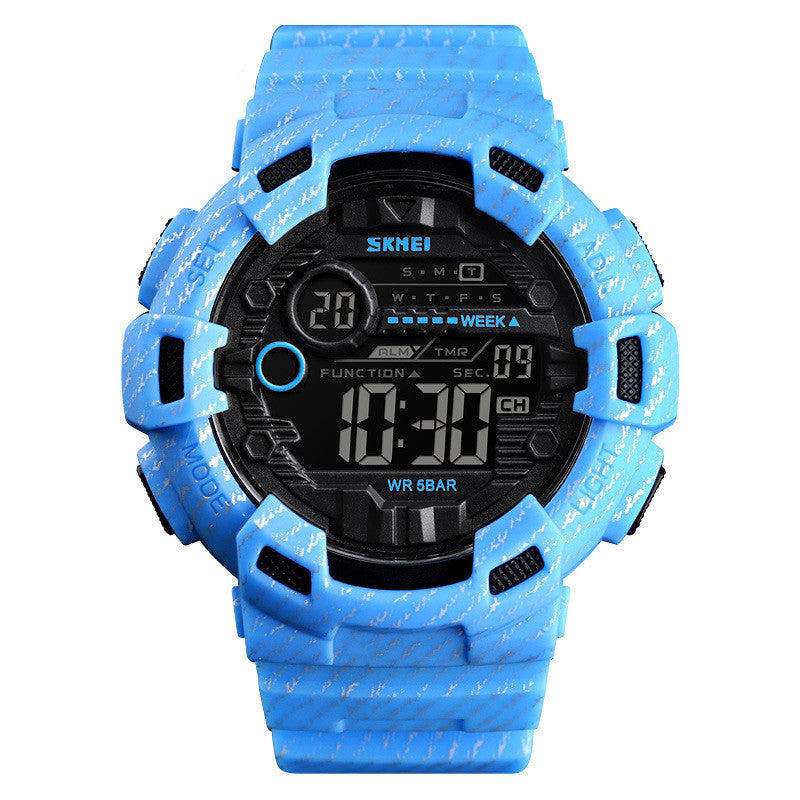 Blue Waterproof Digital Sport Watch front view