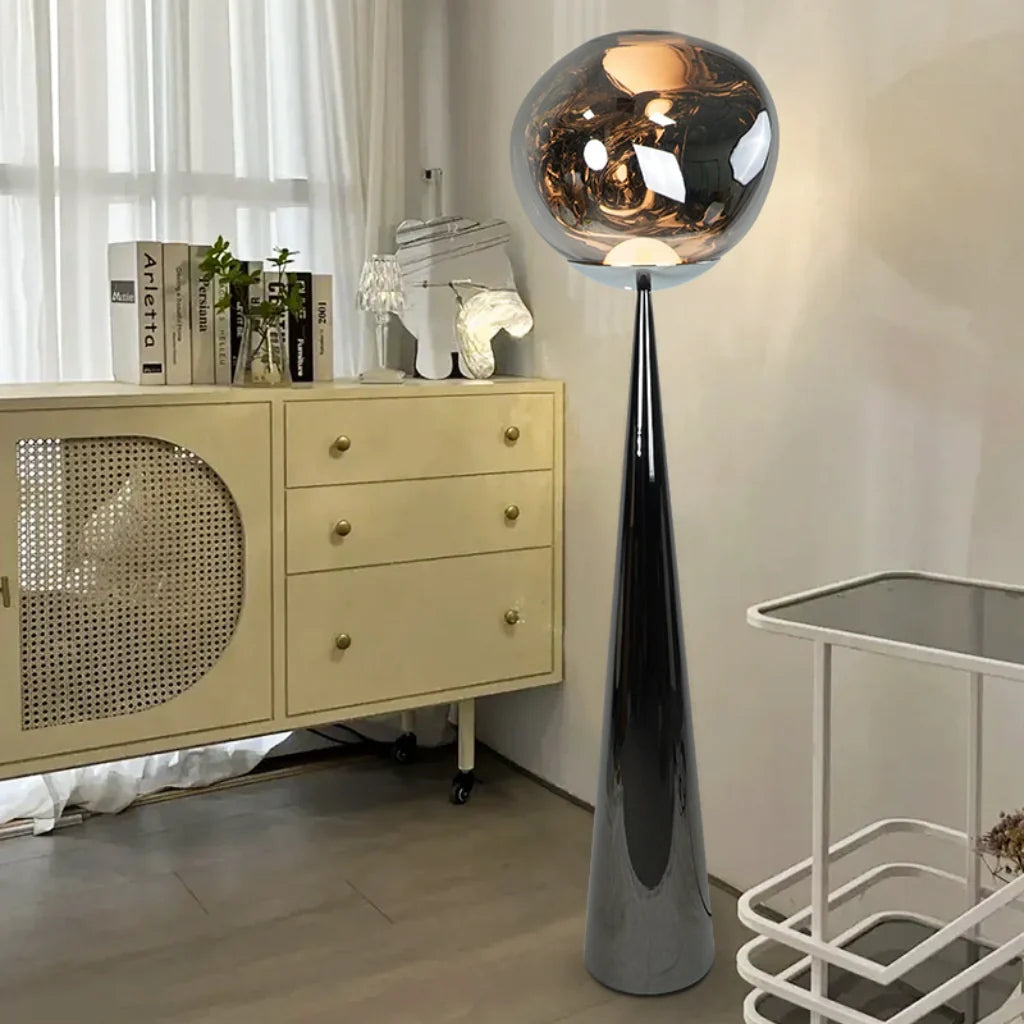 Sculptural Glass Floor Lamp – angled view