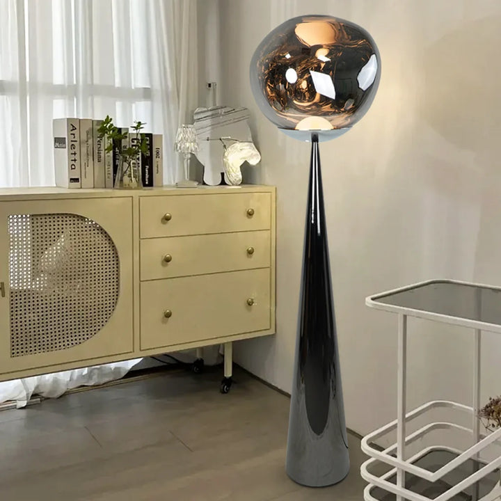 Sculptural Glass Floor Lamp – angled view