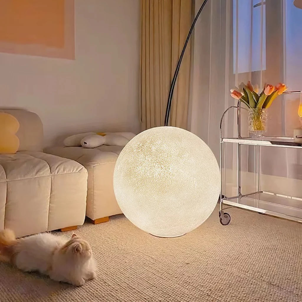 Sculptural Moon Resin Lamp front view