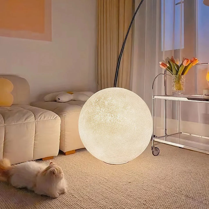 Sculptural Moon Resin Lamp front view