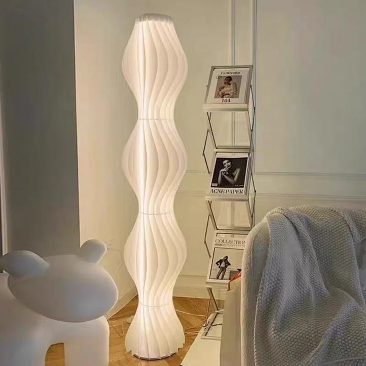 Grass Skirt Wave Floor Lamp ribbed panel texture