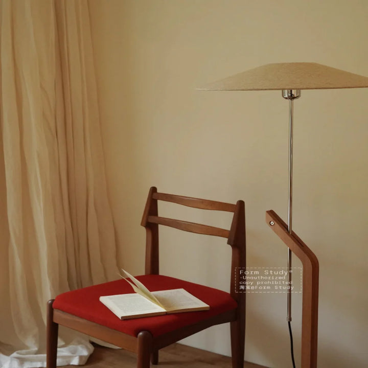 Adjustable Walnut Linen Floor Lamp shade detail