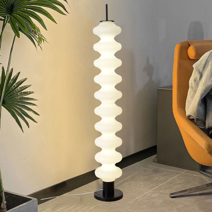 Tiered Acrylic Floor Lamp glowing tiers close-up