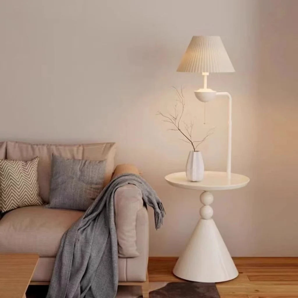 White Pleated Shade Side-Table Lamp lifestyle