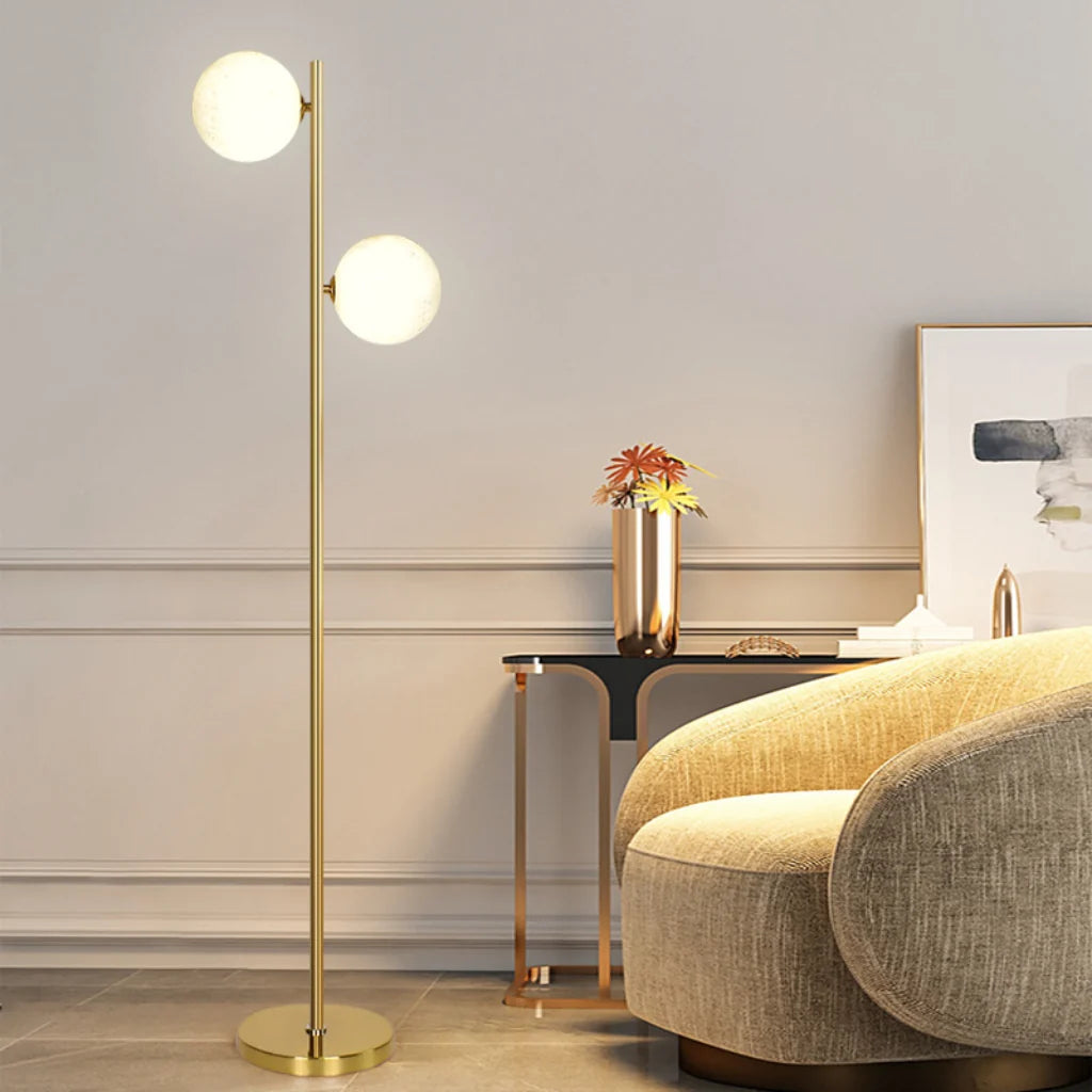 Black Dual Globe Floor Lamp front view