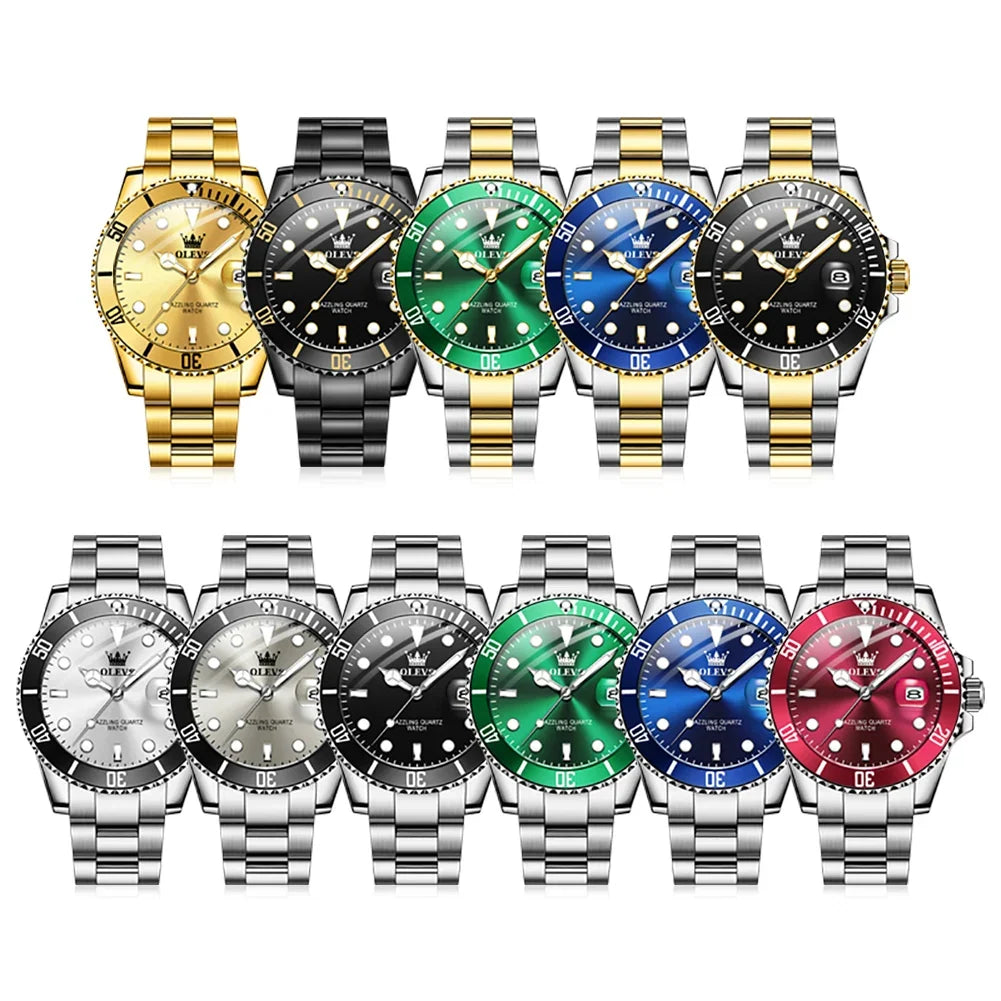 40mm Steel Date Watch all eleven colors lineup