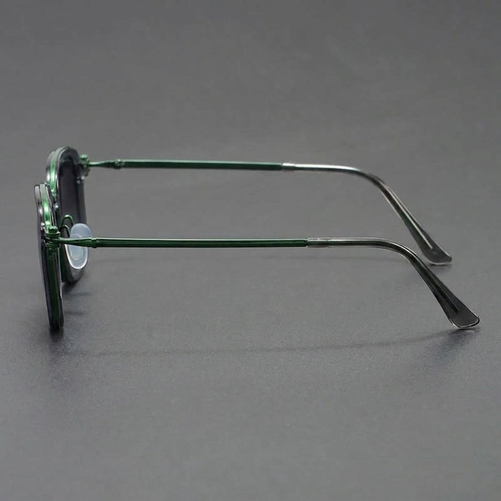 Turtle Square Alloy Frame Sunglasses on-face view