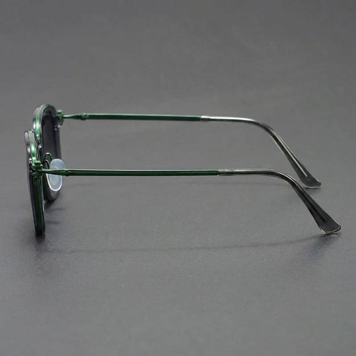 Turtle Square Alloy Frame Sunglasses on-face view