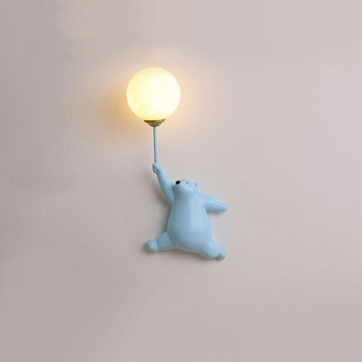 White Resin Bear Balloon Wall Lamp lifestyle in nursery