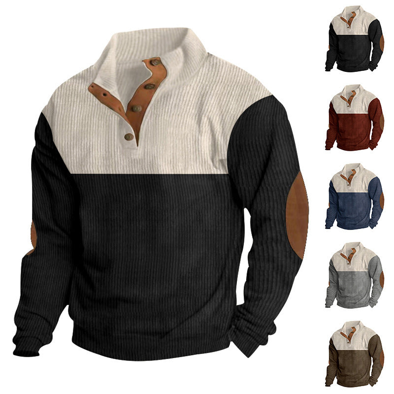 Cotton-Blend Pullover stand-up collar detail
