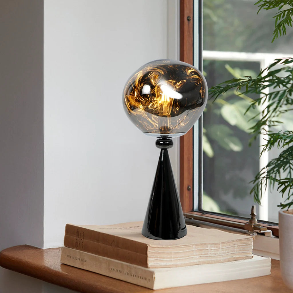 Sculptural Glass Floor Lamp – metal base detail
