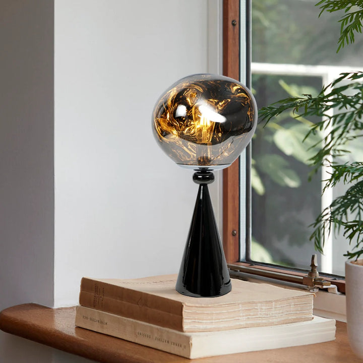 Sculptural Glass Floor Lamp – metal base detail