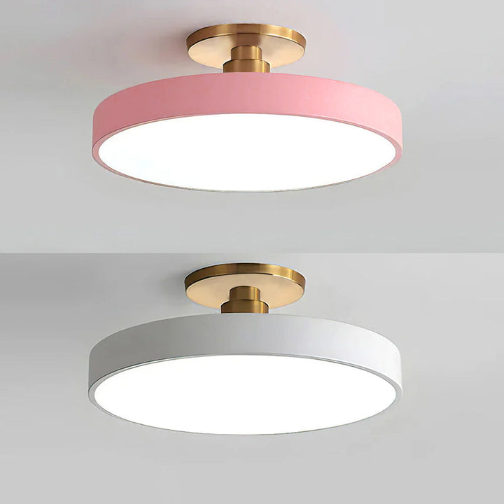 Modern Round LED Flush Mount Ceiling Light with Dimmable Options and Metallic Accent