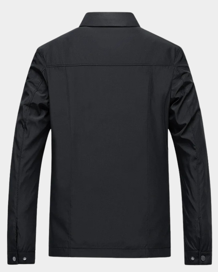 Black Plaid-Lined Harrington Jacket back view