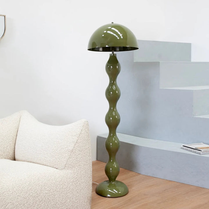 Wavy Resin Dome Floor Lamp Olive Green lifestyle view