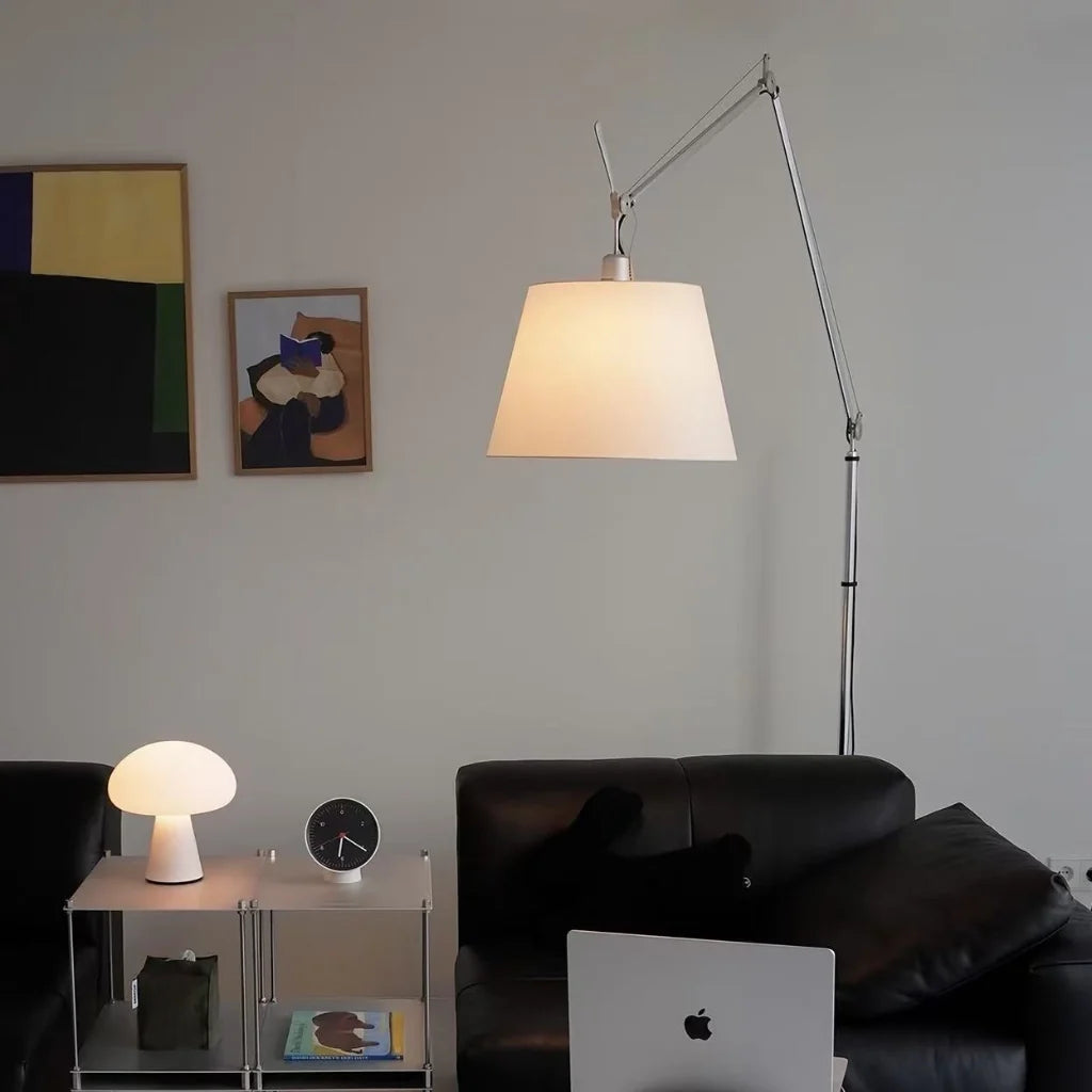 Industrial Swing Arm Floor Lamp living room lifestyle