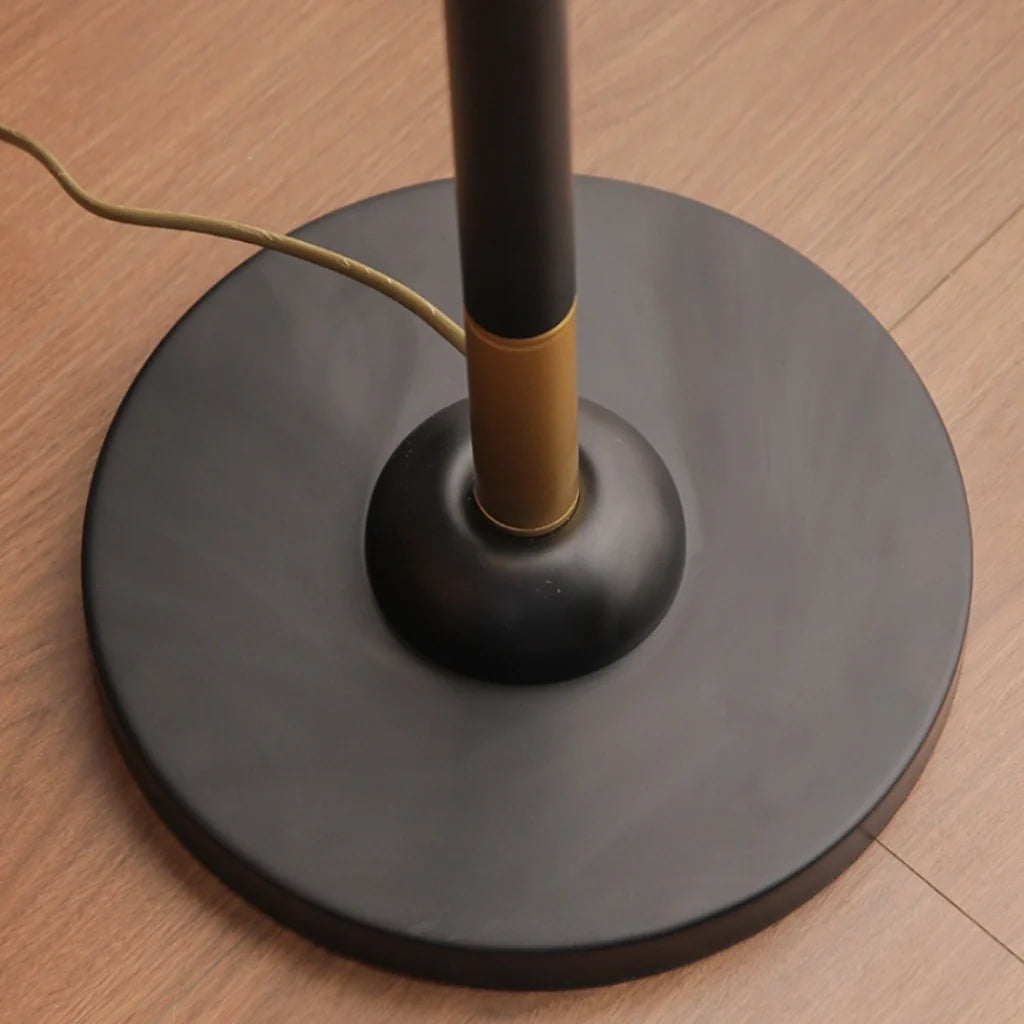 French Retro Floor Lamp black and gold base detail