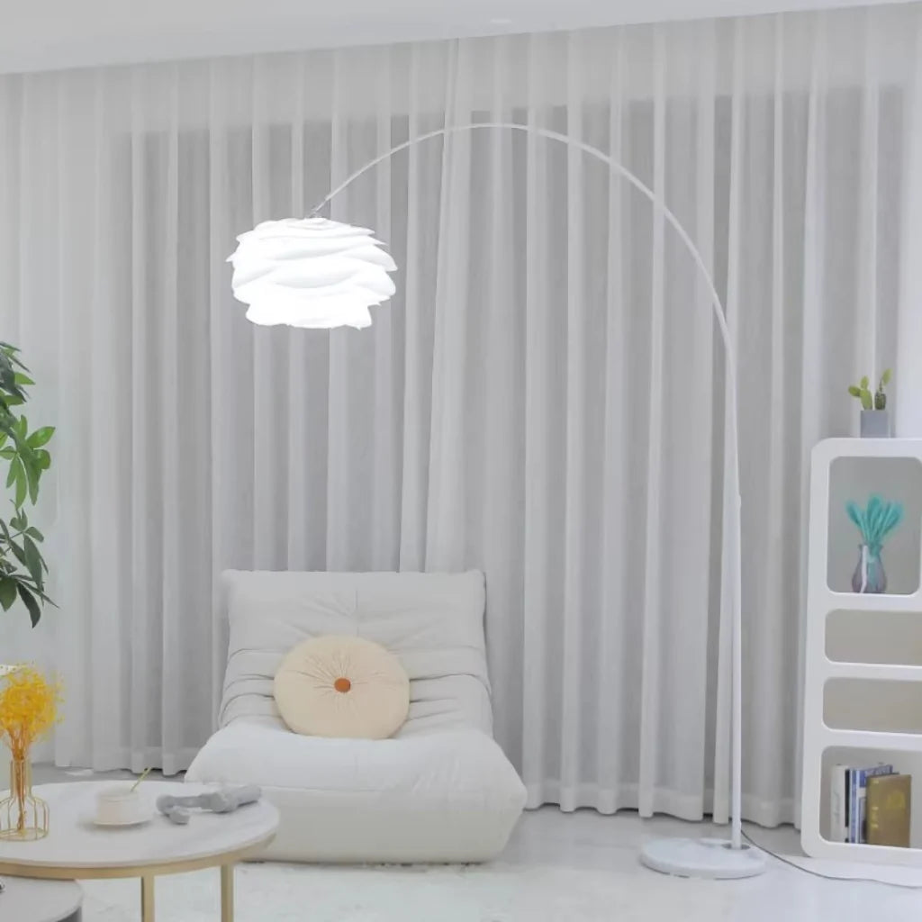 White Tri-Color Acrylic Arc Lamp, base and switch detail