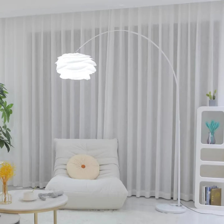 White Tri-Color Acrylic Arc Lamp, base and switch detail