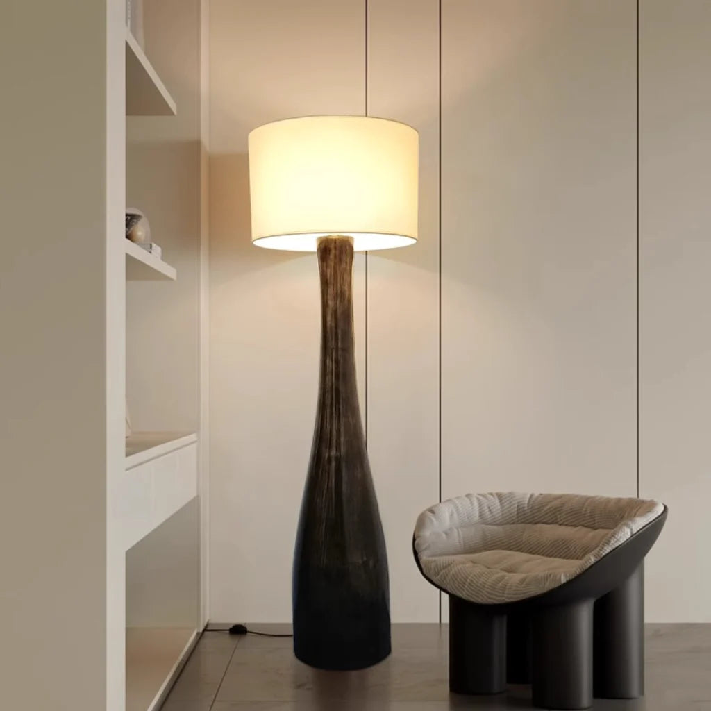 Sculptural Resin Mushroom Lamp walnut finish