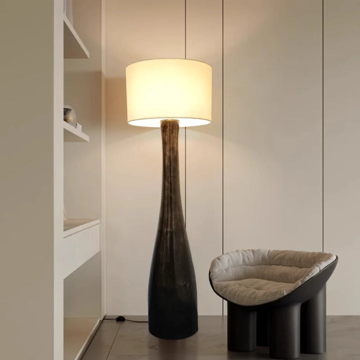 Sculptural Resin Mushroom Lamp walnut finish