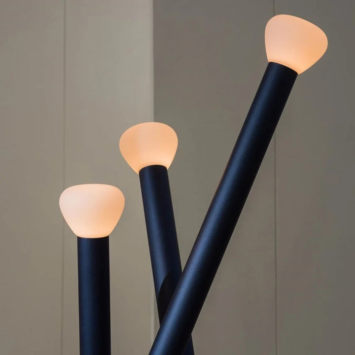 Sculptural Glass Globe Floor Lamp, close-up view
