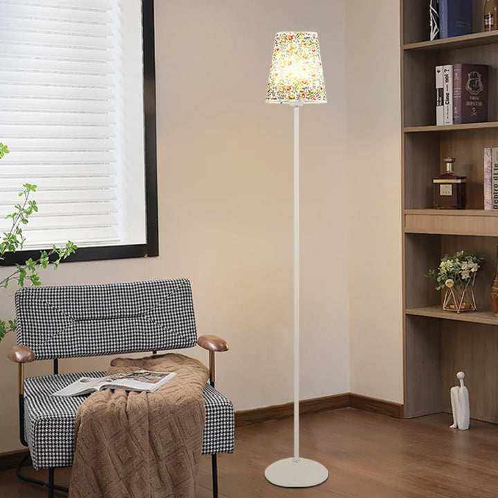 White Slim Fabric Shade Floor Lamp lifestyle