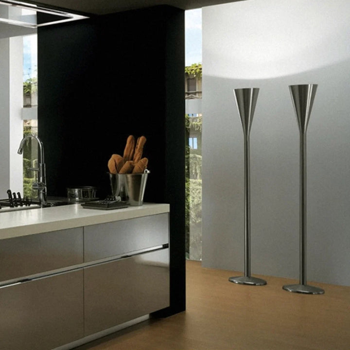 Stainless Steel Arc Floor Lamp, base detail