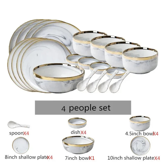 Elegant Marble Dinnerware Set