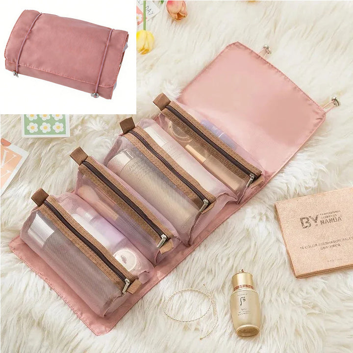 4-in-1 Foldable Travel Toiletry Bag roll-up cases detail