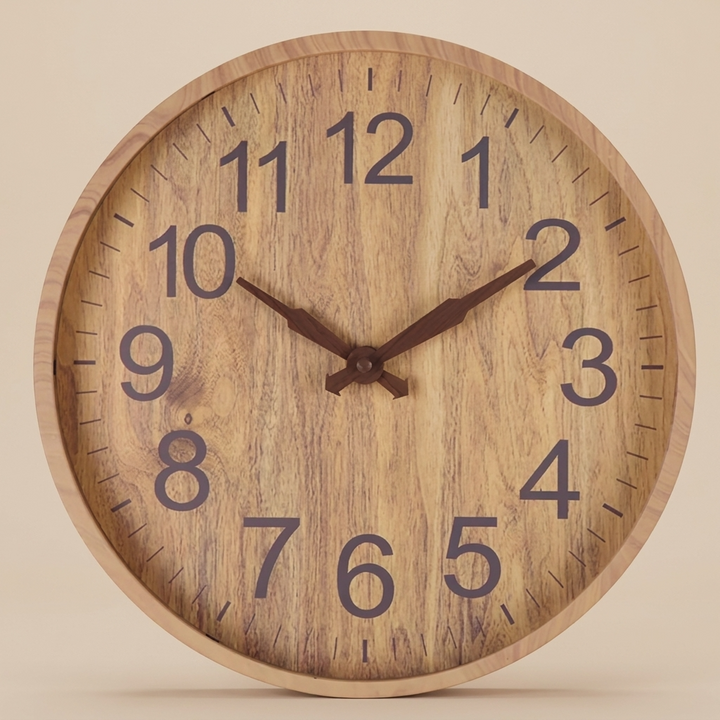 Large Digit Wooden Wall Clock
