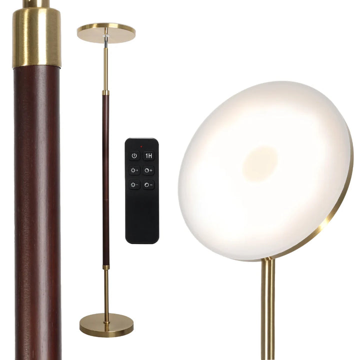 Solid Wood Disc Floor Lamp front view