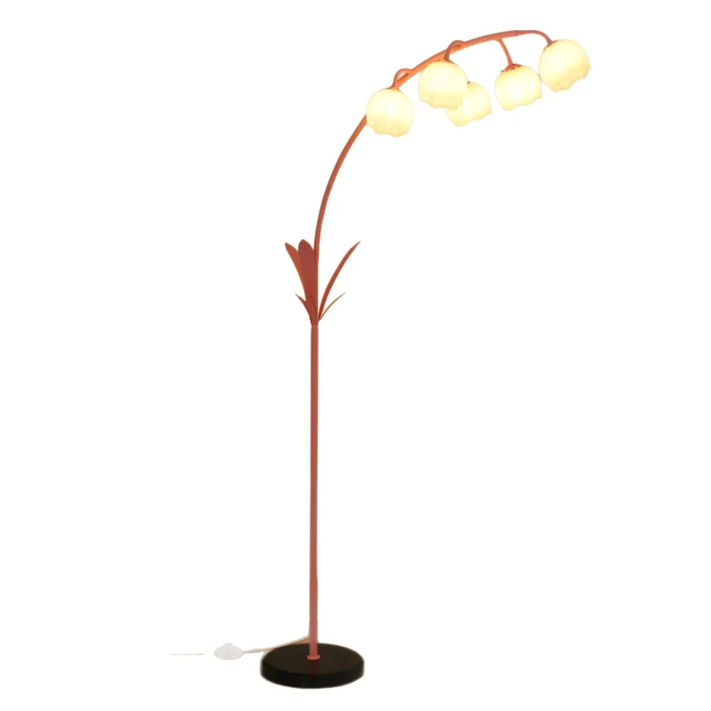 Floral Cream Floor Lamp illuminated