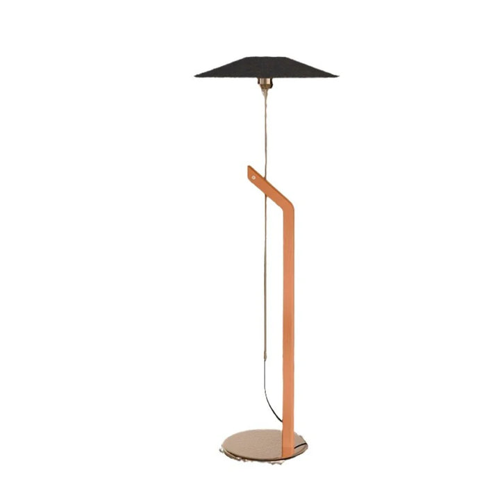 Adjustable Walnut Linen Floor Lamp front view