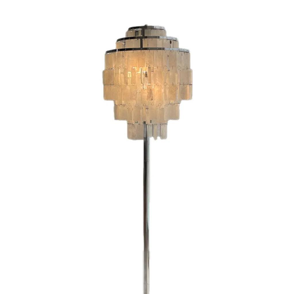 Capiz Shell Floor Lamp shade detail on white