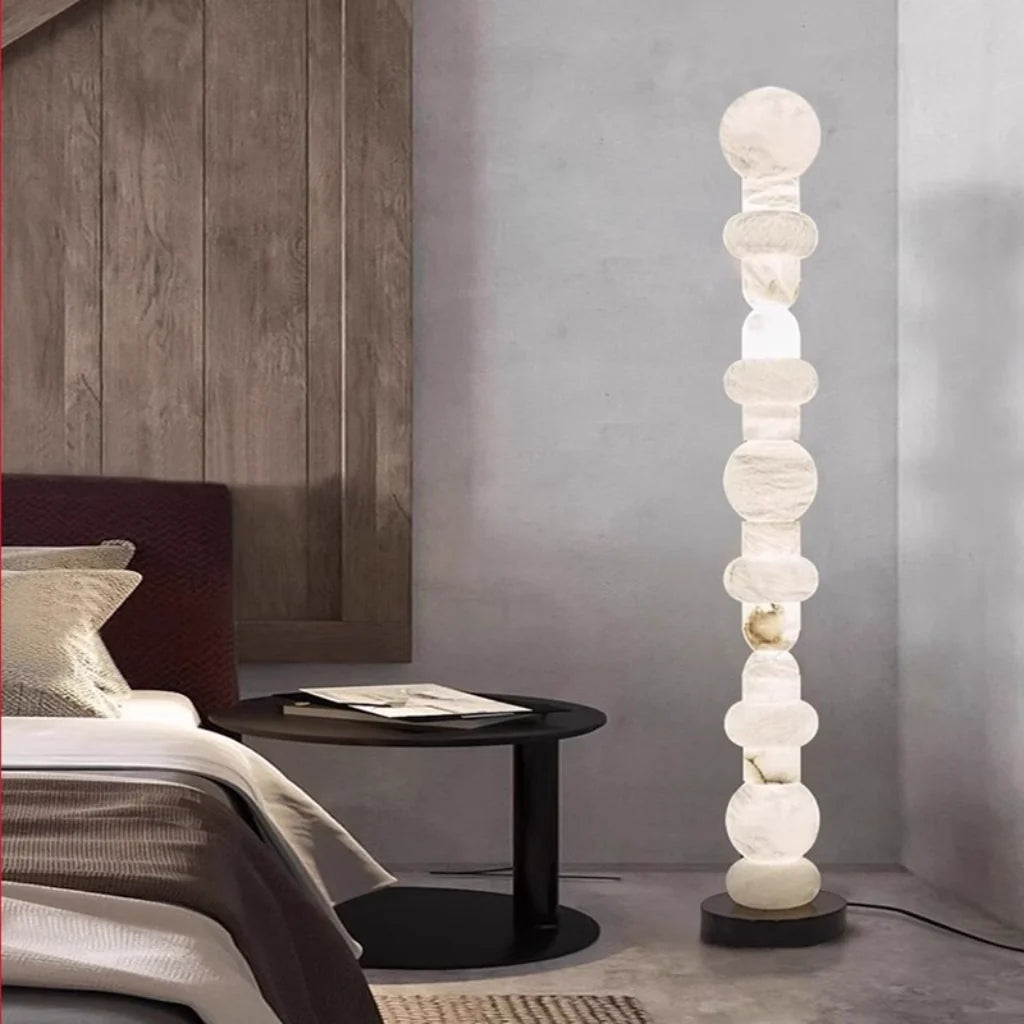 Stacked Marble Sculptural Floor Lamp base detail