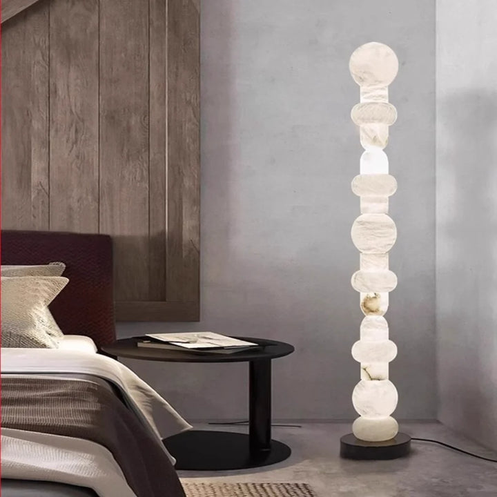 Stacked Marble Sculptural Floor Lamp base detail