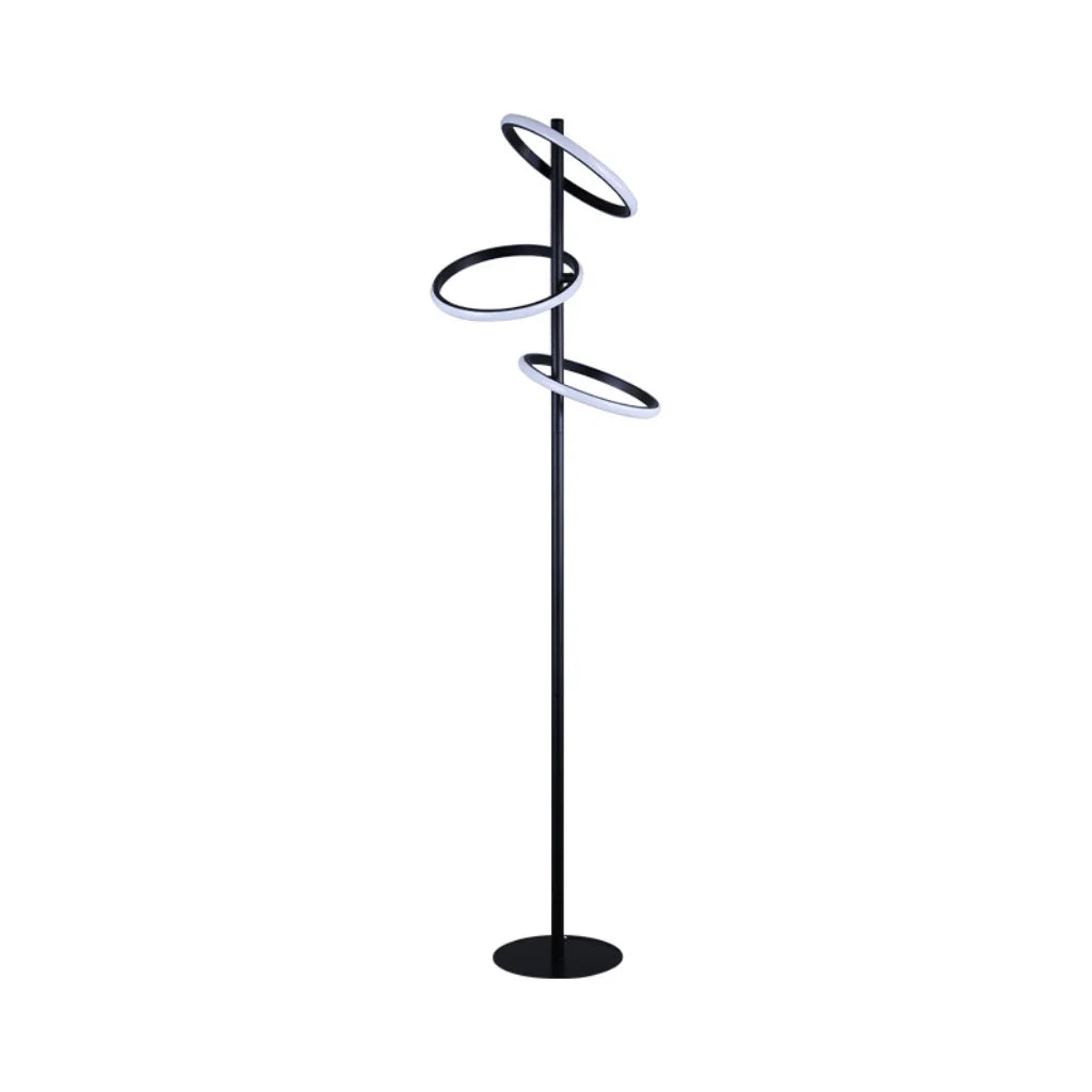Black Acrylic Ring Floor Lamp side view