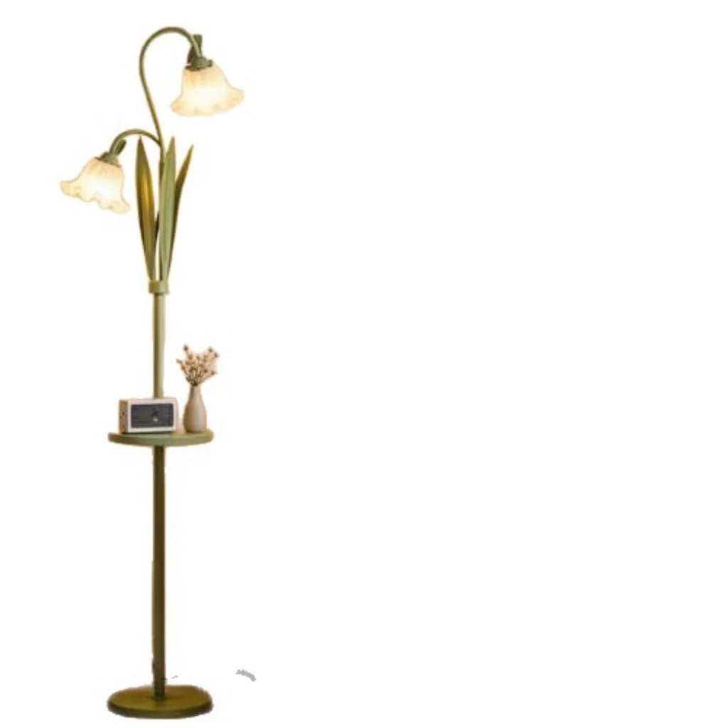 Sage Green Floral Floor Lamp full view