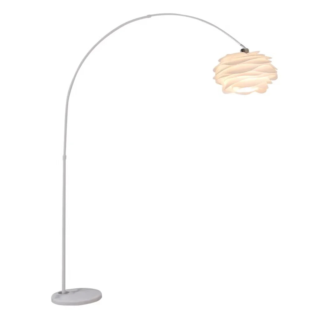 White Tri-Color Acrylic Arc Lamp, full height view